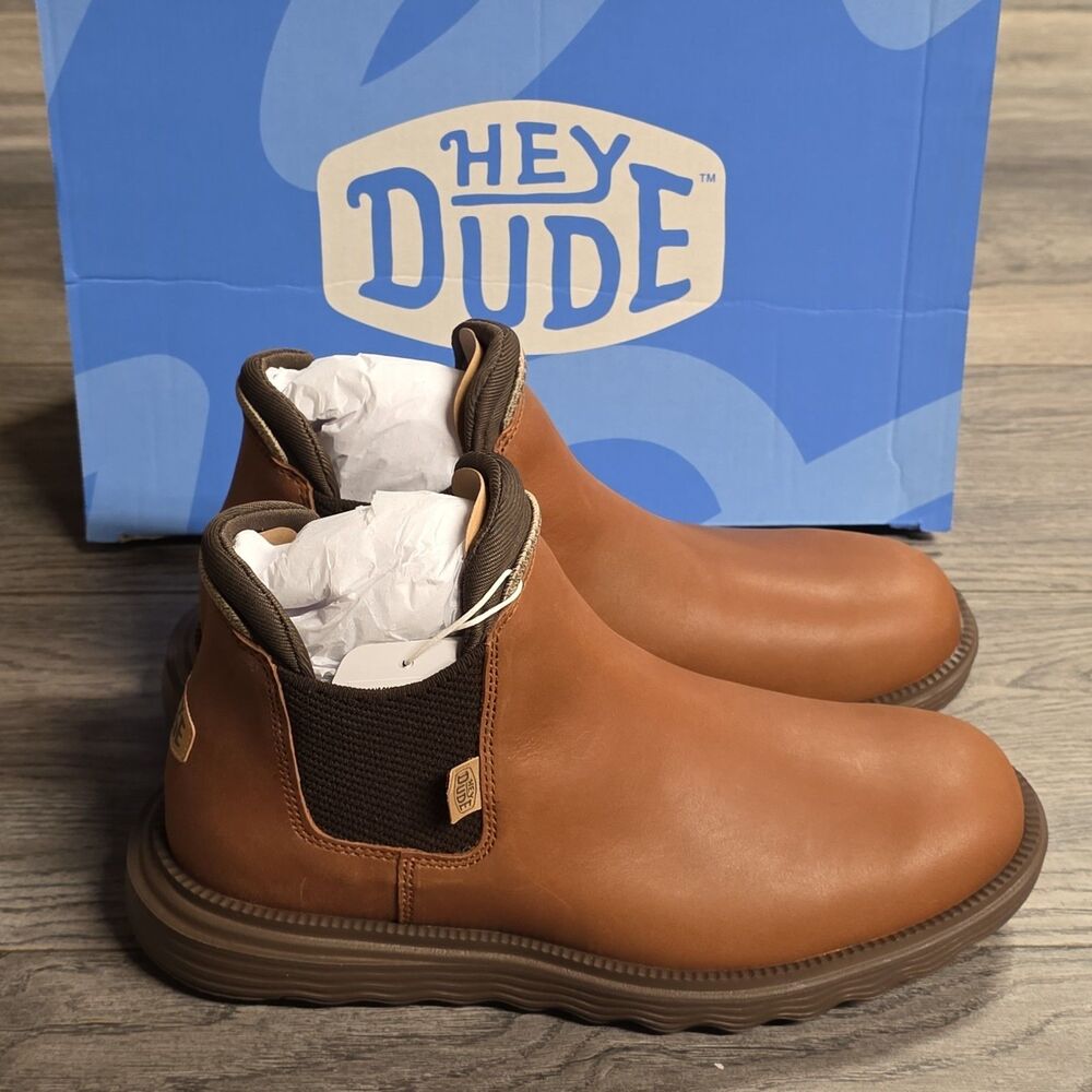 Hey Dude Branson Boot Craft Leather Womens Size 9 Cognac Brown New NWT